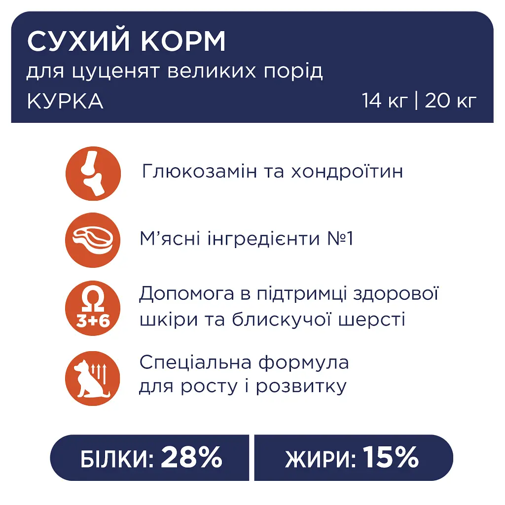 Сухой корм для щенков больших пород Club 4 Paws Premium, курица, 14 кг (B4530201) - фото 3