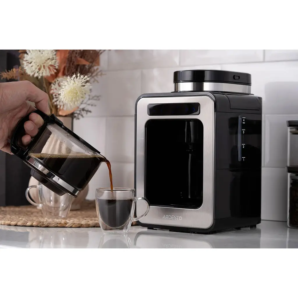 Кофеварка Ardesto капельная 0.6л зерно+молотая, дисплей серебристо-черный - фото 5