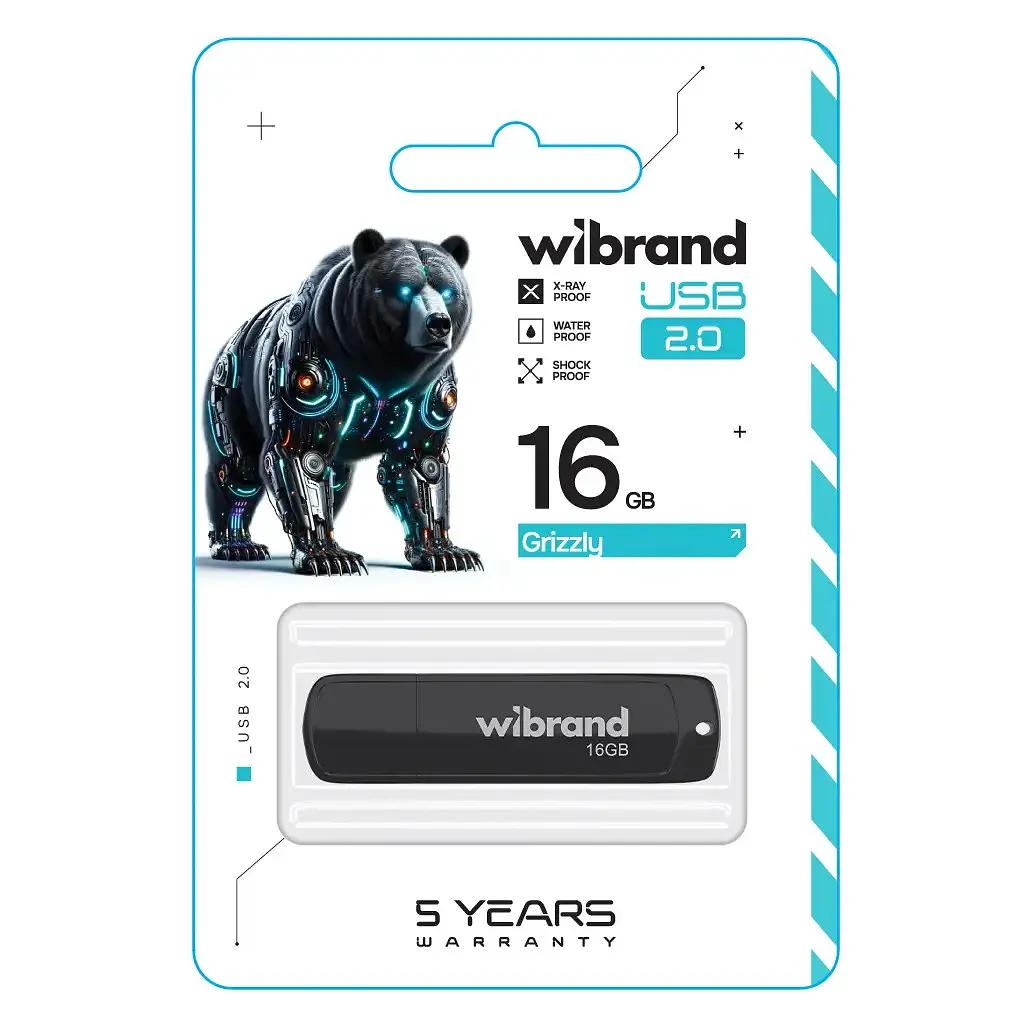 USB-флешнакопичувач Wibrand 16GB Grizzly чорний USB 2.0 (WI2.0/GR16P3B) - фото 2