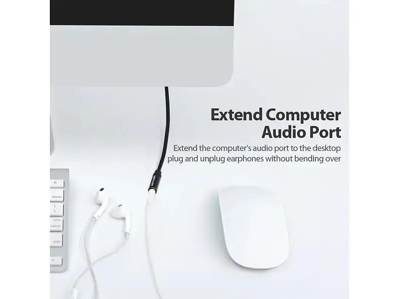 Кабель Vention Audio 3.5 mm M - 3.5 mm F 1m Black (BHBBF) - фото 8