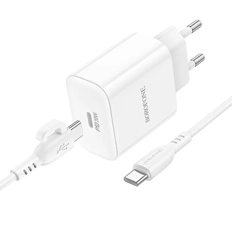 МЗП Borofone BA81A PD20W (1USB-C) + Type-C to Type-C White - фото 3