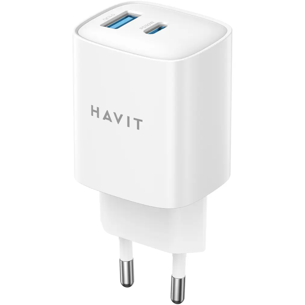 Зарядний пристрій HAVIT UC30 PRO GaN 30W USB-Aта USB-C, білий (HV-UC30 PRO-WH)