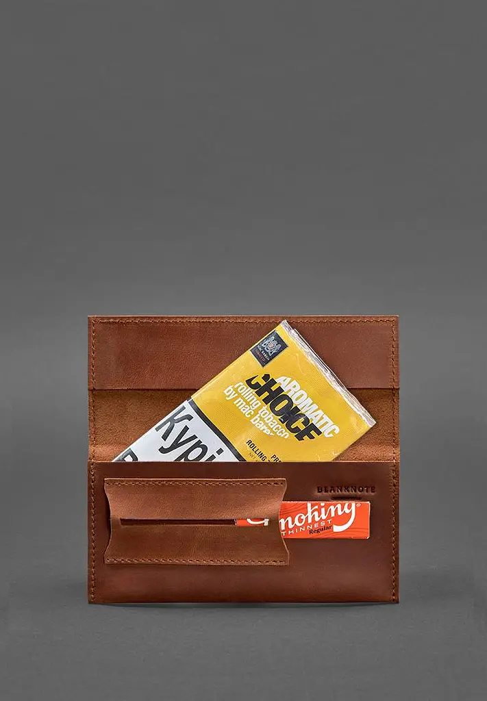 Шкіряний кисет для тютюну 1.0 світло-коричневий Crazy Horse - фото 3