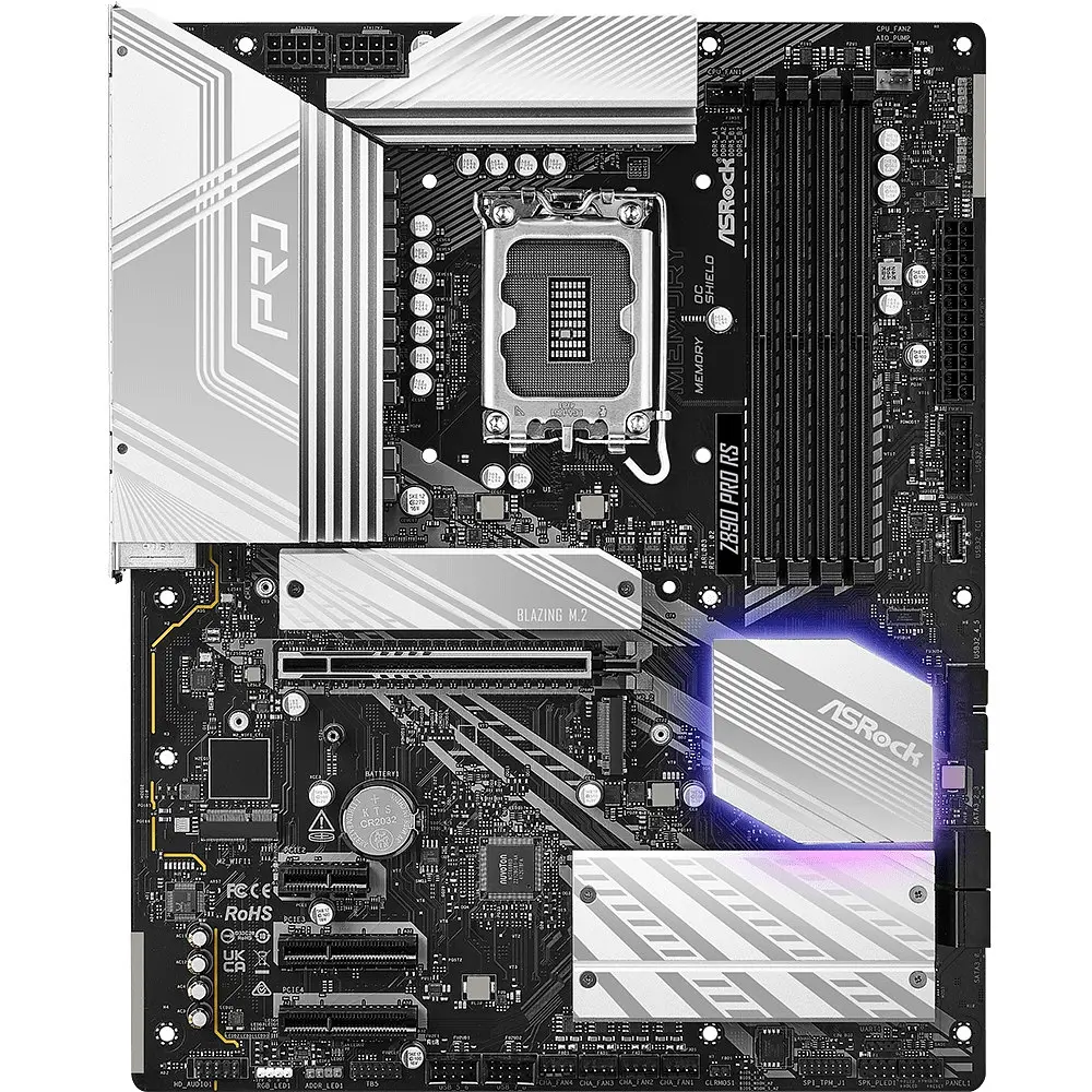 Материнська плата AsRock Z890 PRO RS (1851/Z890, 4xDDR5, PCIex16, HDMI/DP/TB4, 4xSATA, 4xM.2, 2.5Glan, 7.1c, ATX)