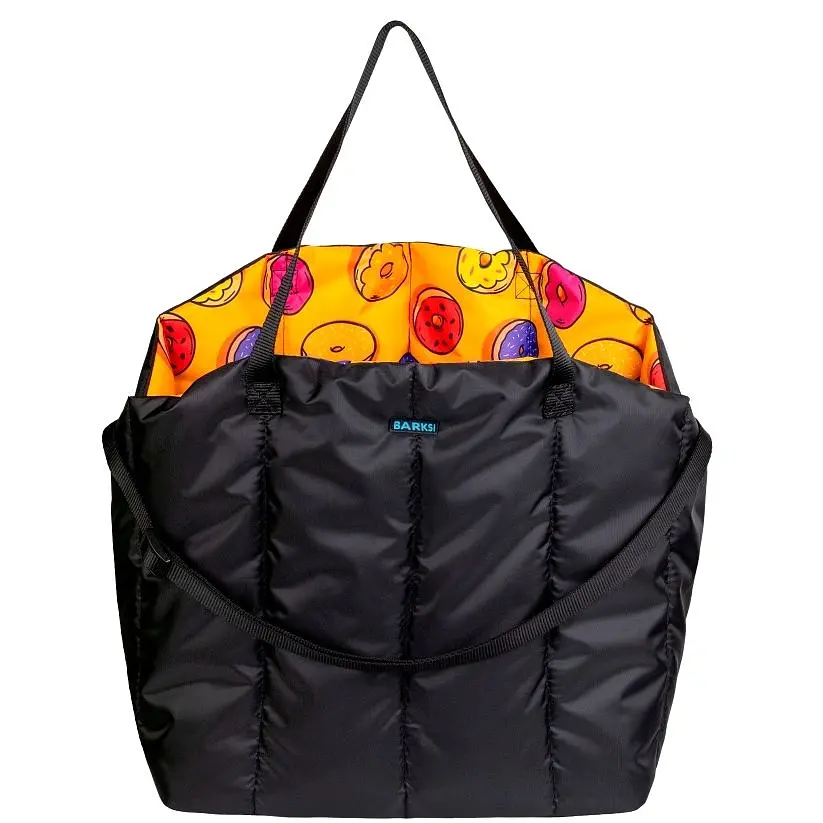 Сумка-переноска для кошек и собак Barksi в автомобиль размер XL 43х35х42 см пончики черная - фото 2