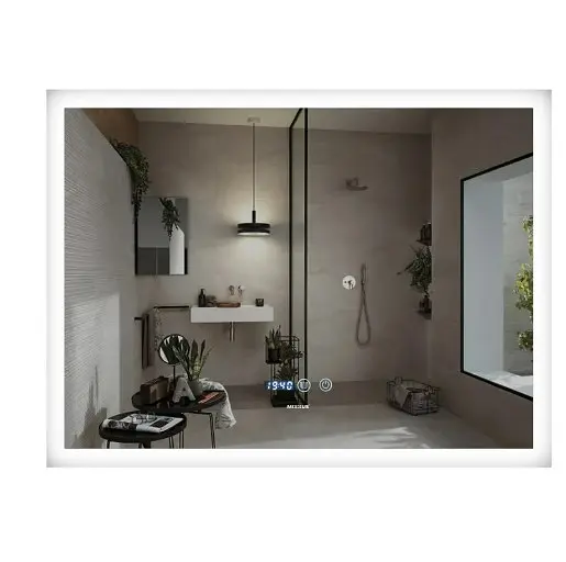 Дзеркало Mixxus FLAT MR04-100x60 з LED Touch, Anti-fog, димером, регулюванням яскравості, годинником (MI6008)
