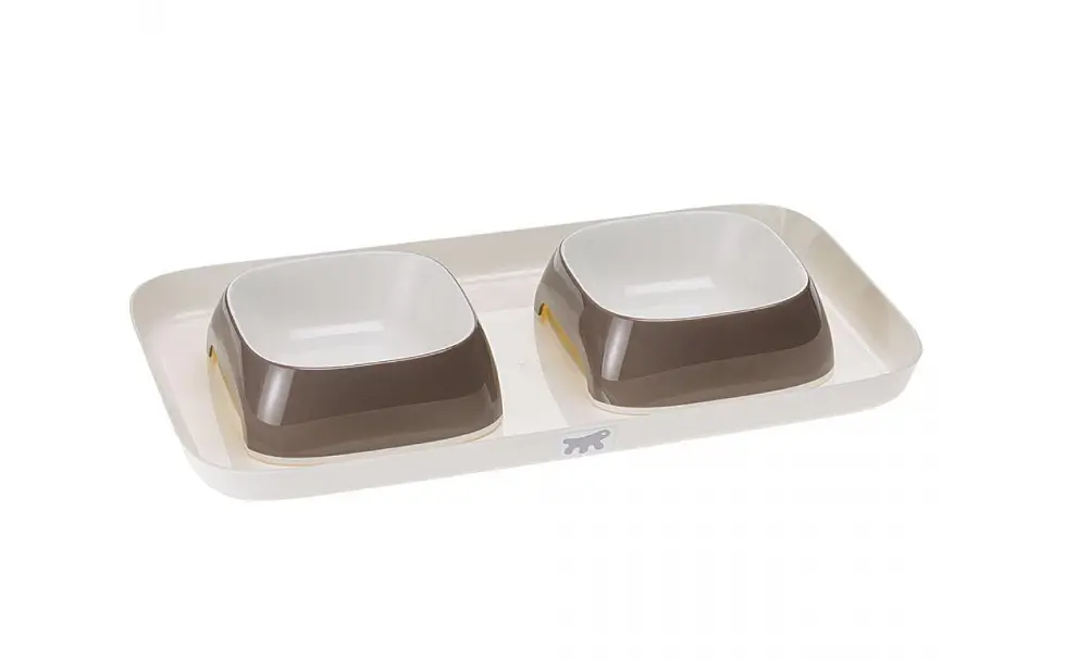 Миски на підставці для собак та котів Ferplast Glam Tray Small сірі 40x23x5.5 см 2x400 мл 71908521