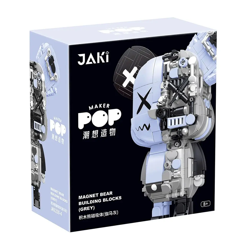 Конструктор JAKI Кіберпанк ведмедики Магнітний вайб сірий (JK6250-4)