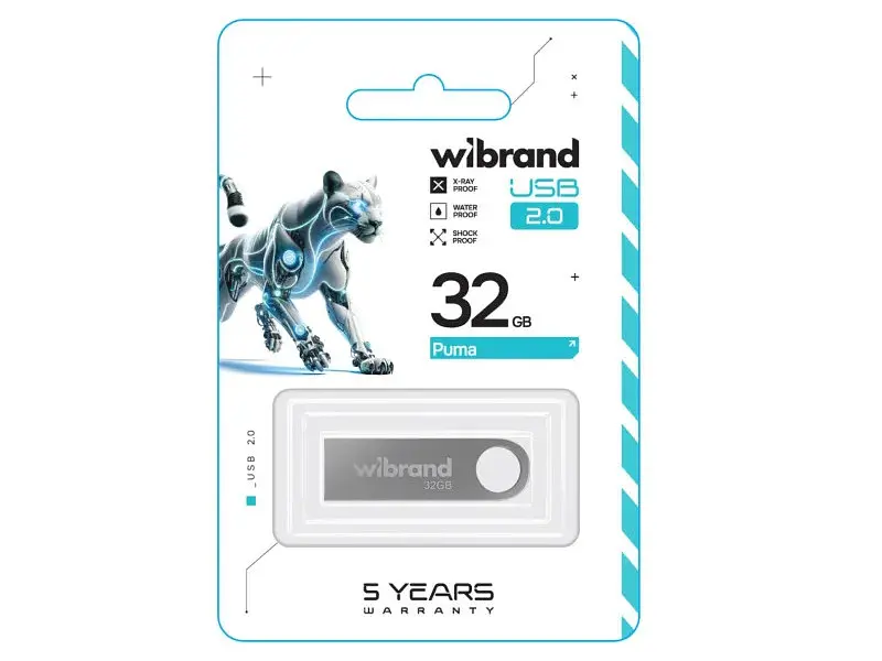 Флешка Wibrand 32 GB Puma Silver USB 2.0 (WI2.0/PU32U1S) - фото 2