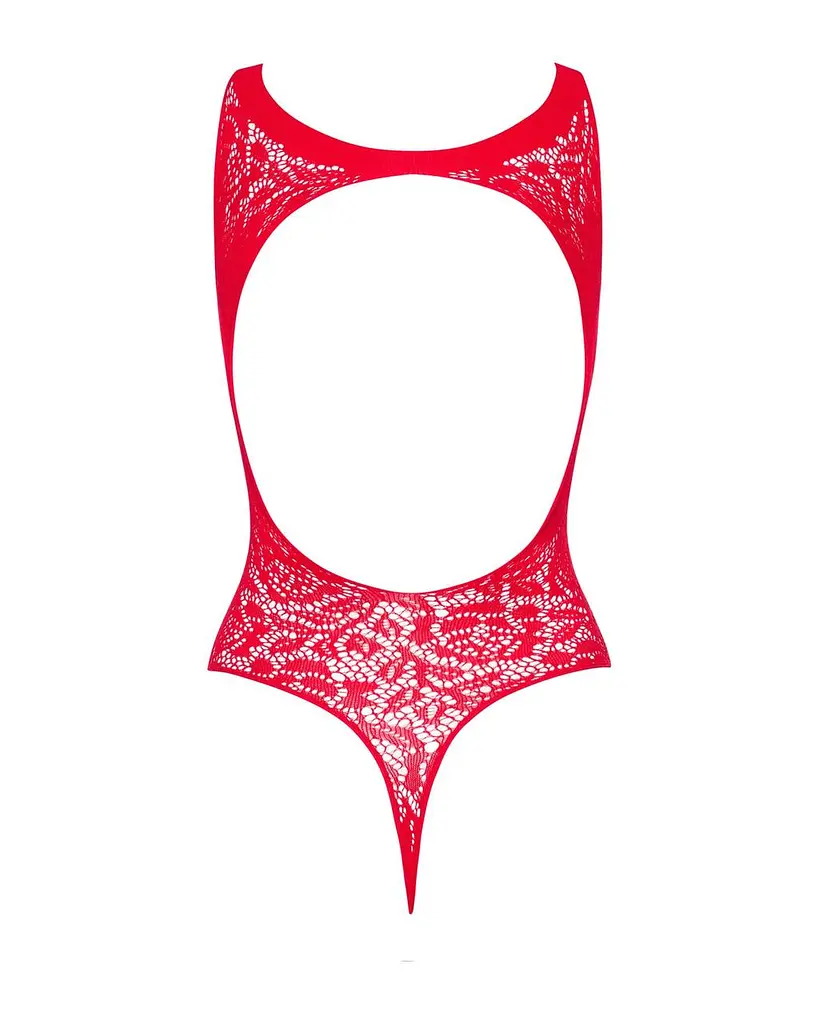 Ажурний бодістокінг із ефектом шнурівки Obsessive B120 teddy red S/M/L One size - фото 6