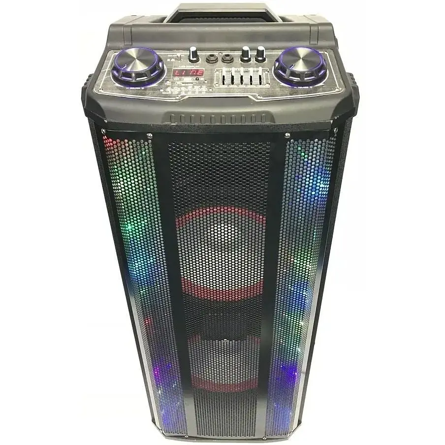 Аккумуляторная акустическая система XPRO HS-TD1070 колонка чемодан 180Вт USB SD FM радио Bluetooth 2 радиомикрофона ДУ (MER-15692) - фото 4