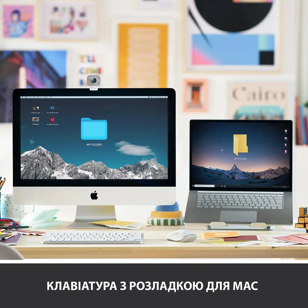 Клавіатура Logitech MX Keys Mini For Mac Wireless Illuminated Pale Gray (920-010526) - фото 2