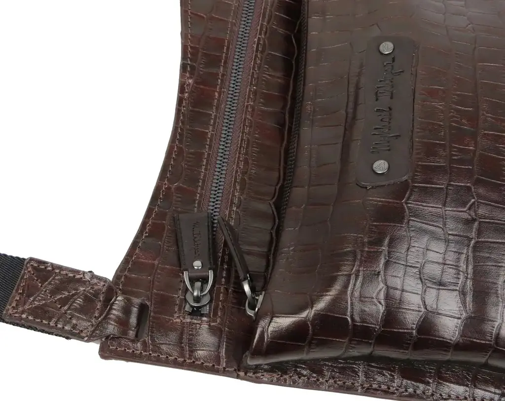 Чоловіча сумка Mykhail Ikhtyar 24х26х3 см Коричневий (45041 croco brown) - фото 5