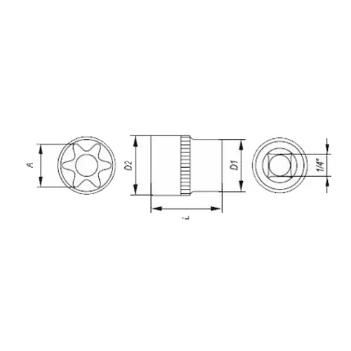 Головка торцевая Yato TORX E20 квадрат 1/2" L=38 мм CrV (YT-05226) - фото 2