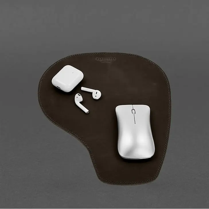 Коврик для мышки "Грушка" из натуральной кожи темно-коричневый Crazy Horse - фото 7