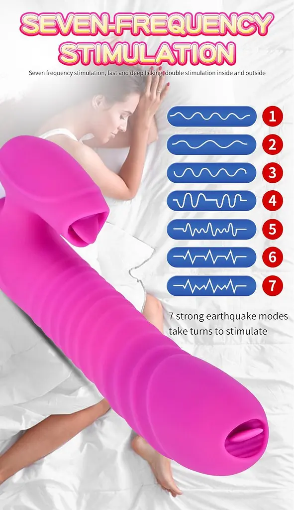 Вібратор Silicone Vibrator USB 7 Function and Thrusting Function / Heating Purple - фото 5