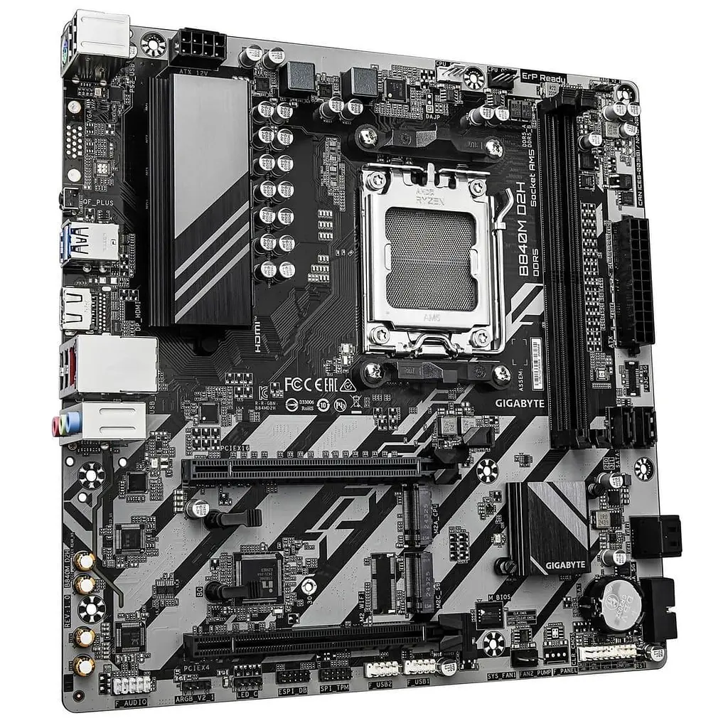 Материнська плата GIGABYTE B840M D2H (B840M D2H) (Socket AM5, AMD B840, Micro-ATX) - фото 2