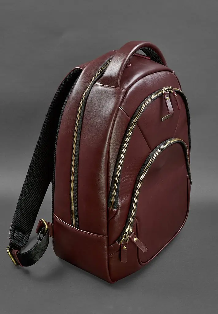 Кожаный рюкзак бордовый краст - фото 5