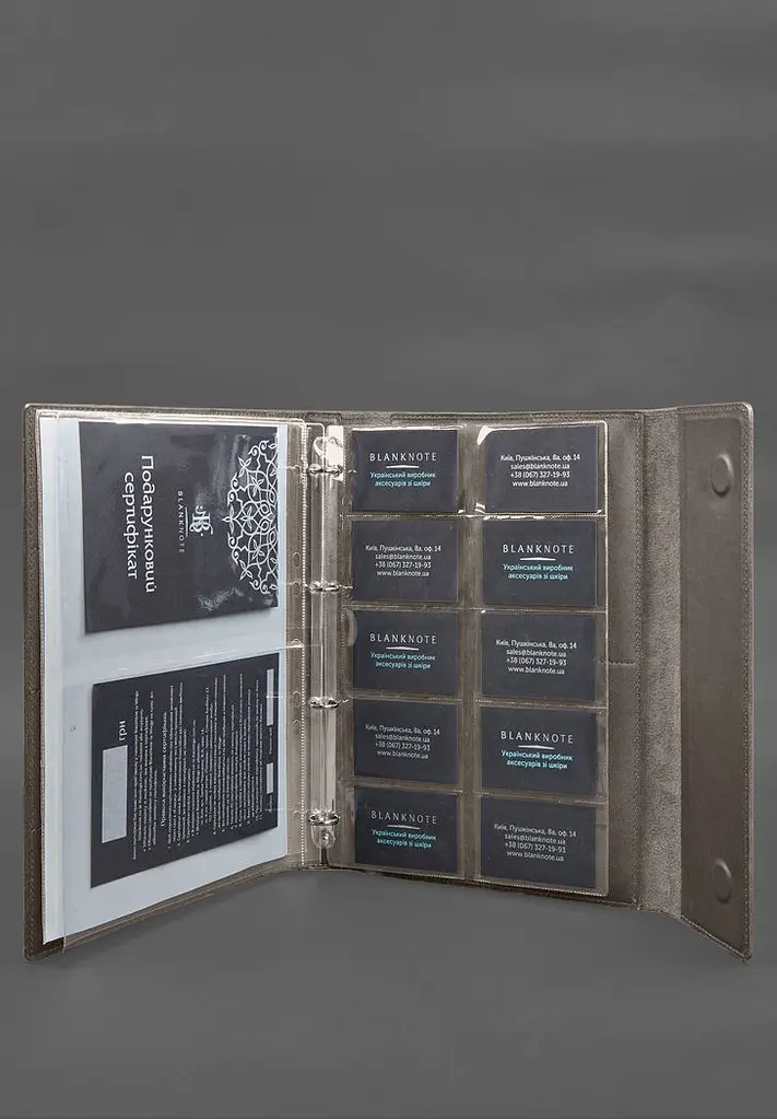 Кожаная папка для документов "Семейная" А4 на сегрегаторе с файлами темно-бежевая - фото 9