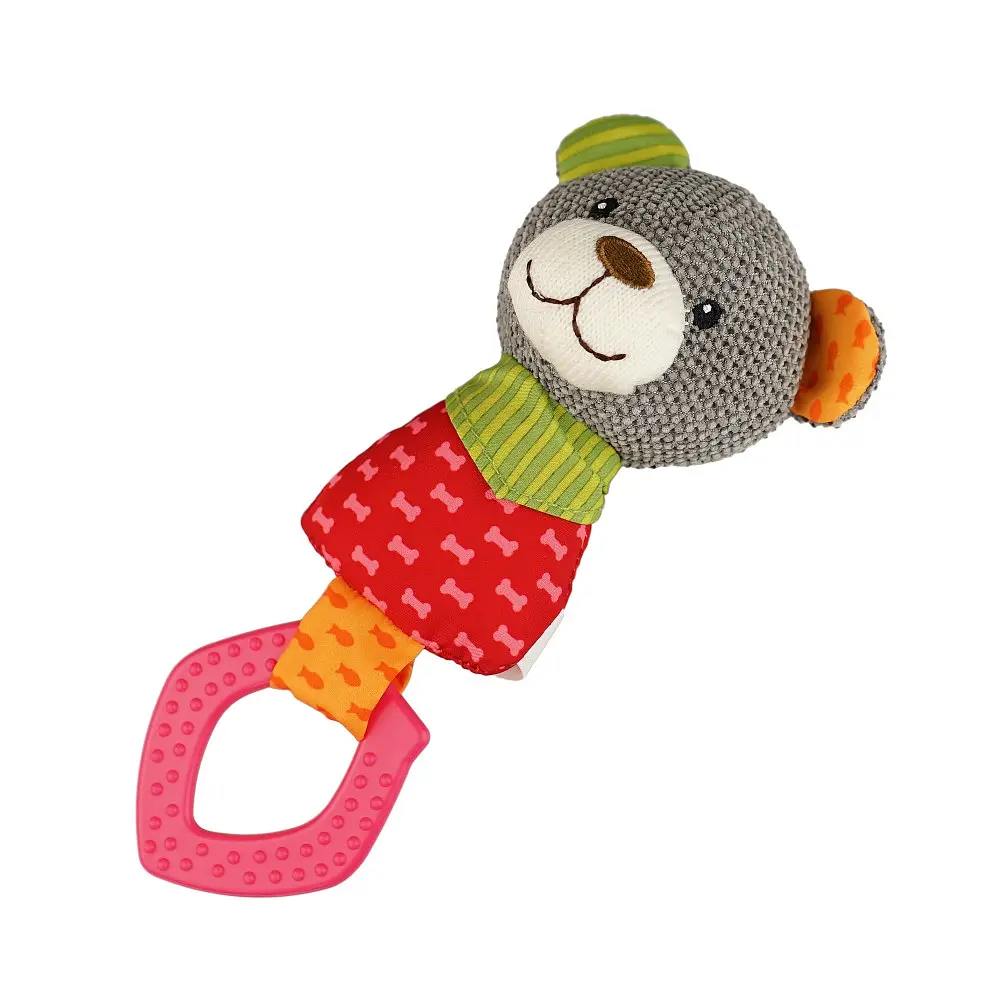 Іграшка для дрібних собак Barksi Puppy Special Ведведик з Пищалкою та Гумовим Кільцем 18 см - фото 2