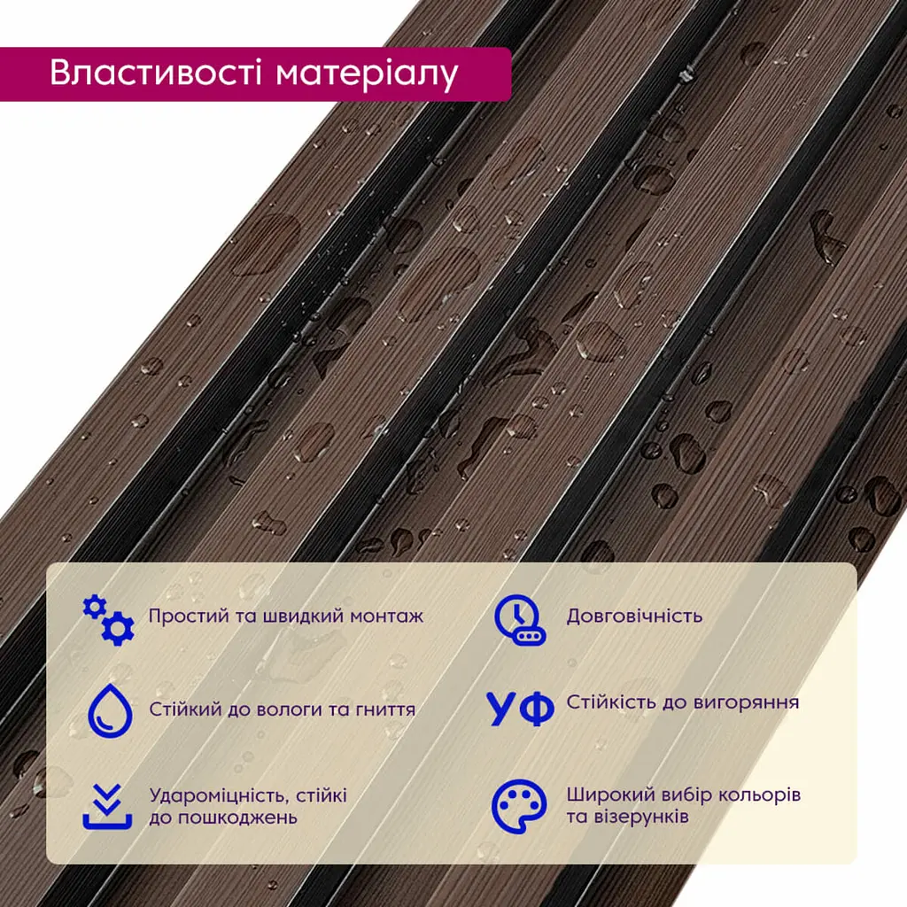 Декоративна стінова рейка Sticker Wall  160x23x3000мм (D) SW-00001535 Темно-коричнева - фото 4