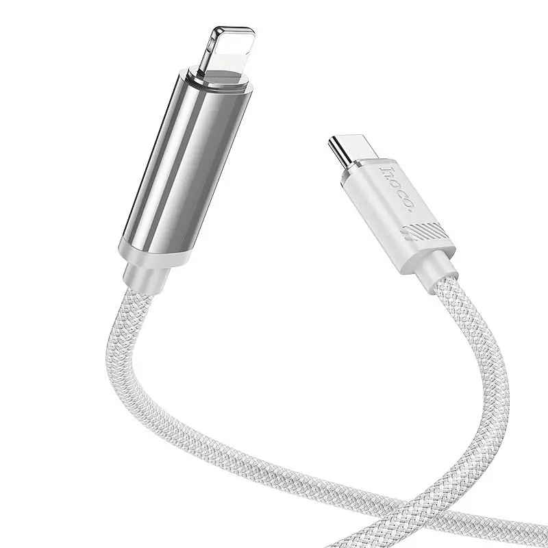 Дата кабель Hoco U127 Power Type-C to Lightning (1.2m) Silver / Gray - фото 2