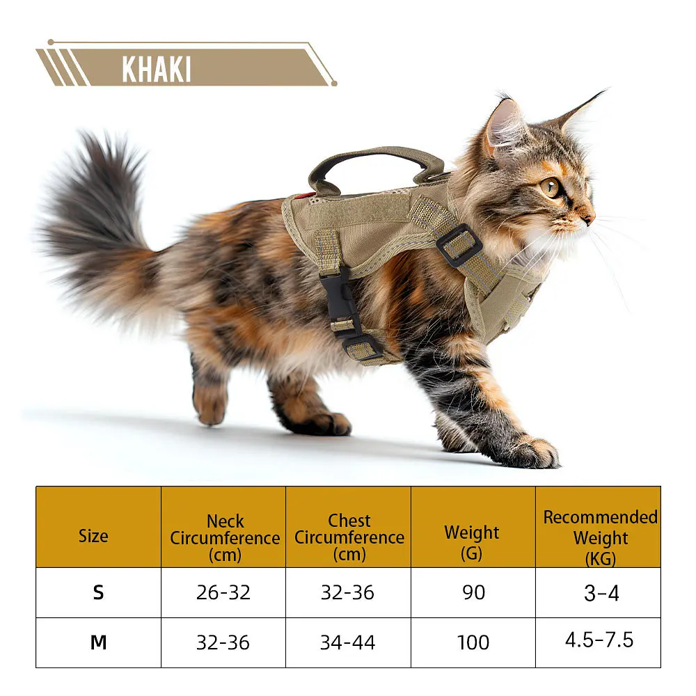 Шлейка для котів Fanxing Pet, світловідбивний жилет із ручкою M, Коричневий - фото 10