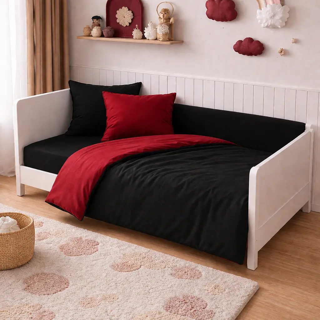 Дитяча постільна білизна MIRSON LITTLE KIDS фланель Black/Red 110х160см (2200012799789) - фото 3