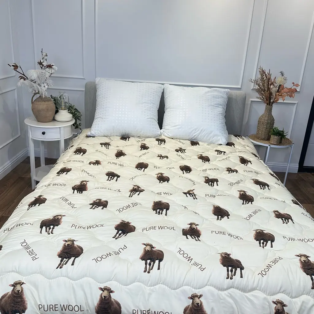 Ковдра полуторна відкрита двостороння з вовни Arda Pure Wool 21439 150х210 см капучино - фото 3
