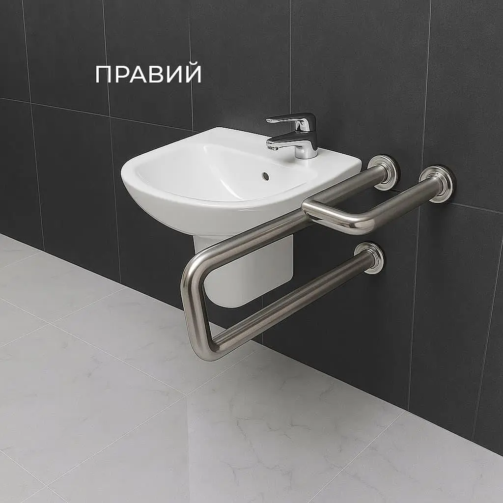 Поручень для людей з інвалідністю (МГН) настінний INVO для раковини бічний із нержавіючої сталі - фото 3