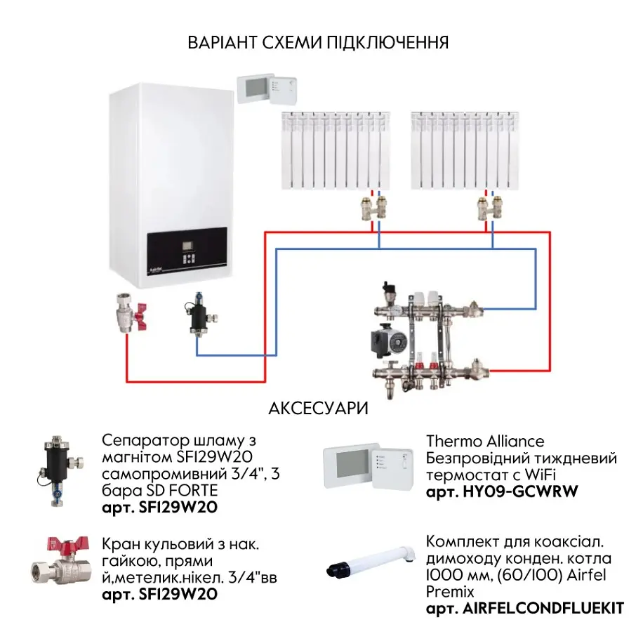 Котел газовий Airfel DigiFEL Premix 30 кВт, двоконтурний, конденсаційний, навісний, з двома теплообмінниками A2CPX030DARU - фото 14