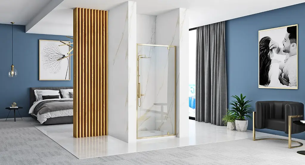 Душові двері Rea Rapid Swing 100 gold REA-K5619 - фото 2