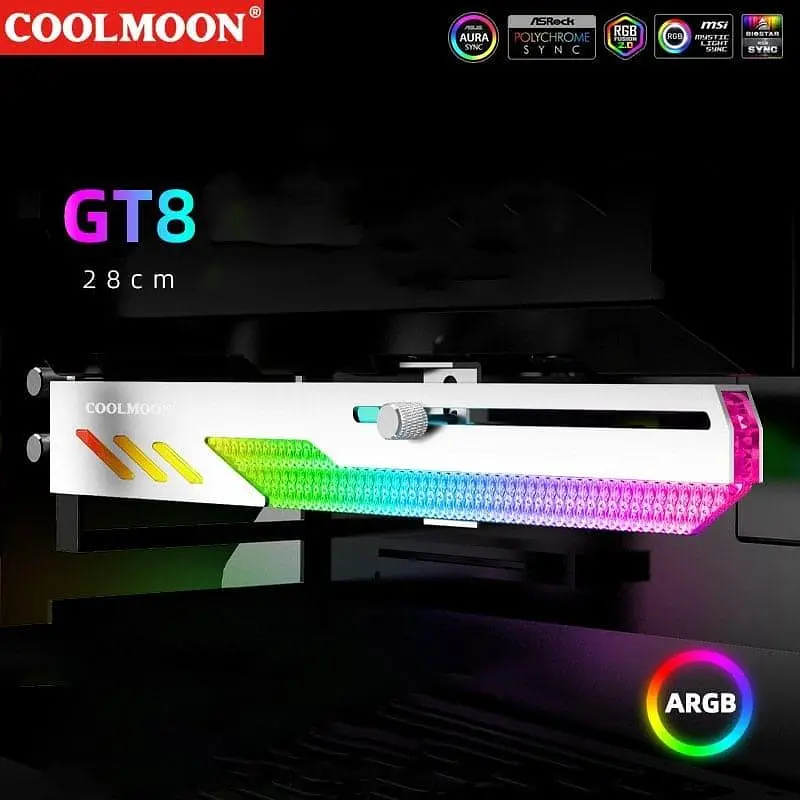 Підставка для відеокарти Coolmoon GT8 ARGB White (GT8-White) U1 - фото 8
