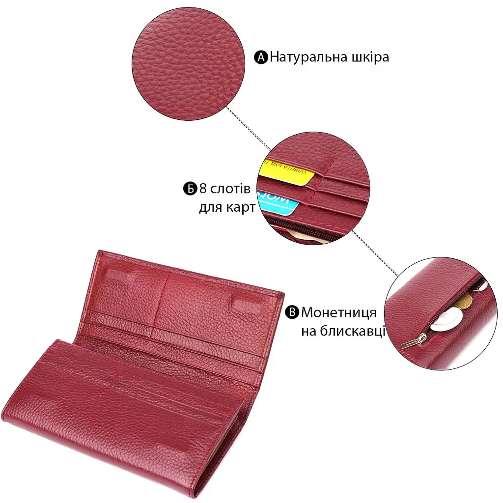 Практичний вертикальний гаманець із натуральної шкіри ST Leather 23085 бордовий - фото 4