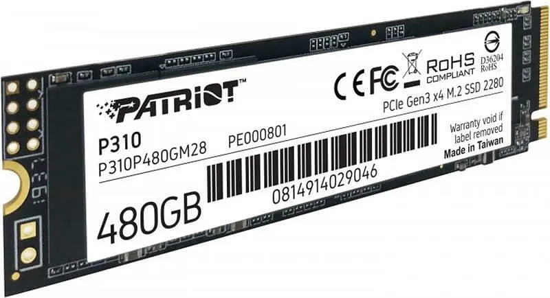 Накопичувач SSD Patriot P310 M.2 2280 NVMe PCIe 3.0 x4 3D TLC 480GB (P310P480GM28)