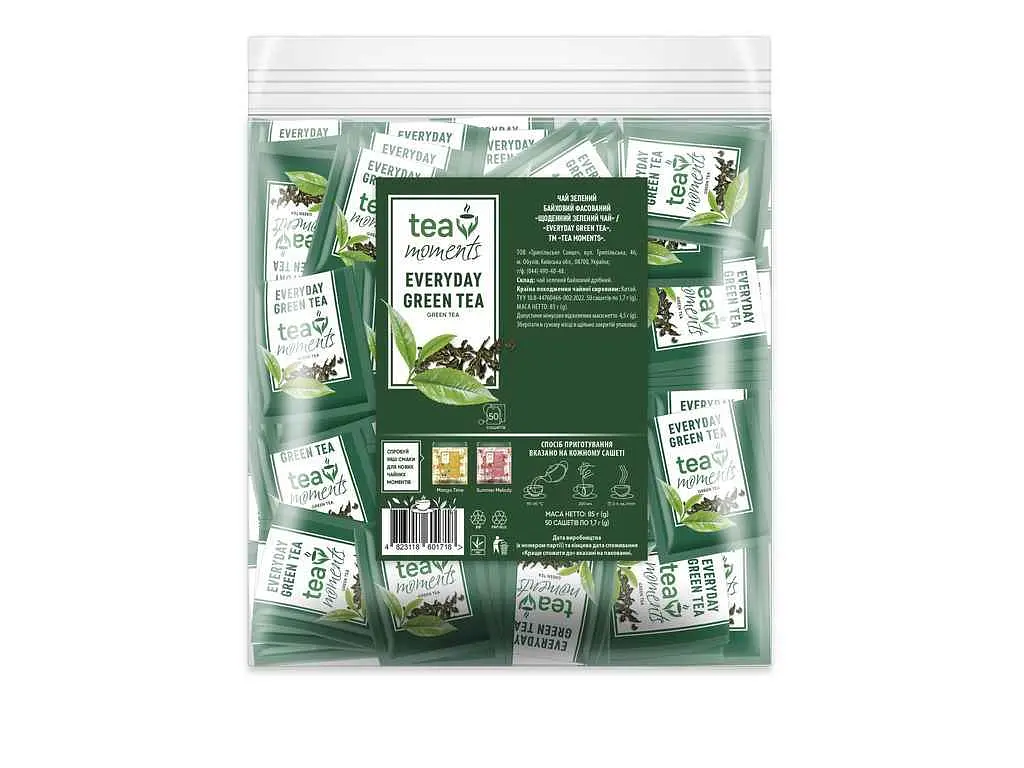 Чай пакетований зелений Tea Moments Everyday Green Tea 85 г (1,7) 50 пакетиків