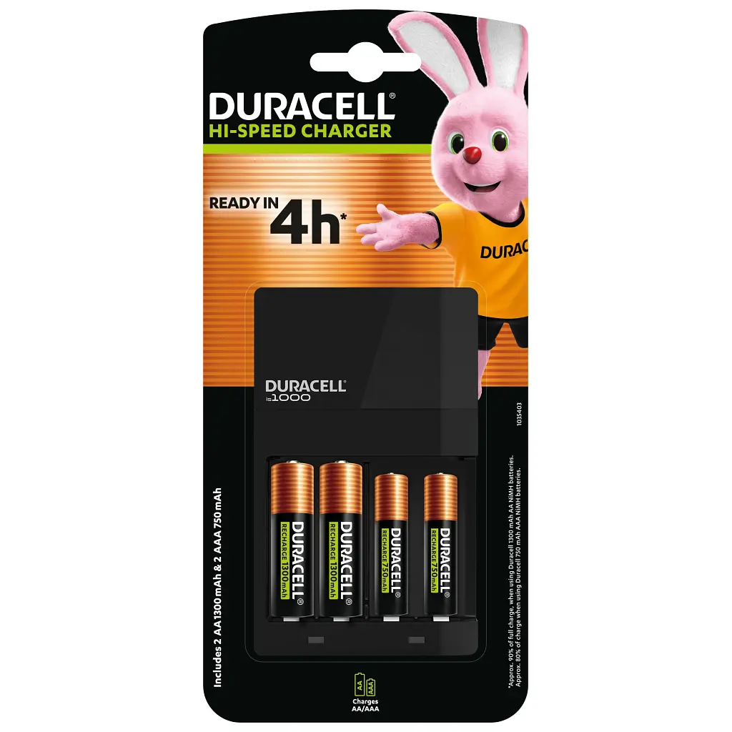 Зарядний пристрій для акумуляторів Duracell CEF14, 4 години, 1 шт. (Includes 2 AA1300mAh & 2 AAA750mAh) (5007497 / 5004990) - фото 2