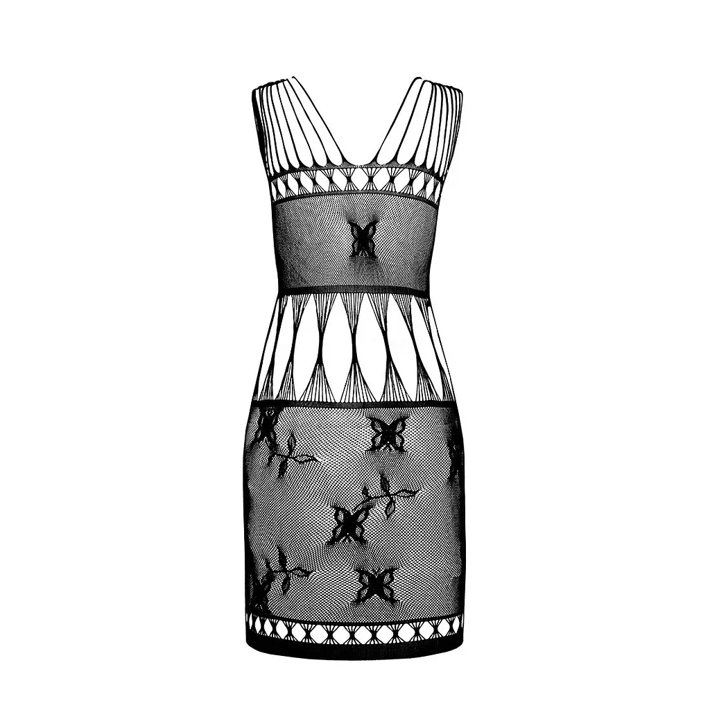 Бодістокінг мінісукня з метеликами Passion BS090 One Size black - фото 6