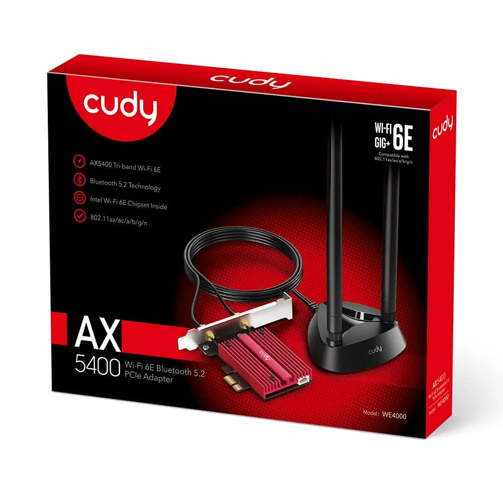 Адаптер WiFi 6E Cudy WE4000 AX5400 PCI Express тридіапазонний з Bluetooth 5.2 (73-00535) - фото 4