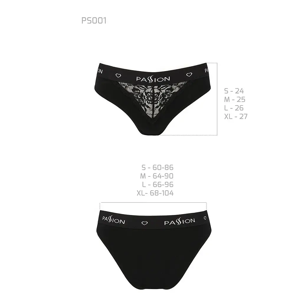 Трусики з широкою гумкою і мереживом Passion PS001 PANTIES L, black - фото 6