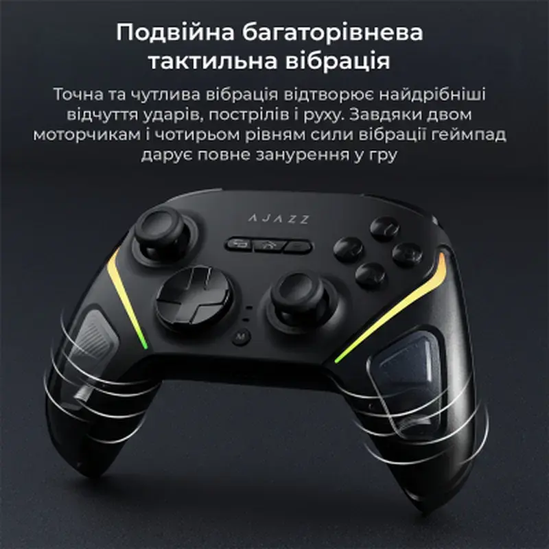 Геймпад Ajazz GP100S 2.4G/BT/USB Switch/PC/iOS/Android RGB Black (GP100S-B) - фото 10