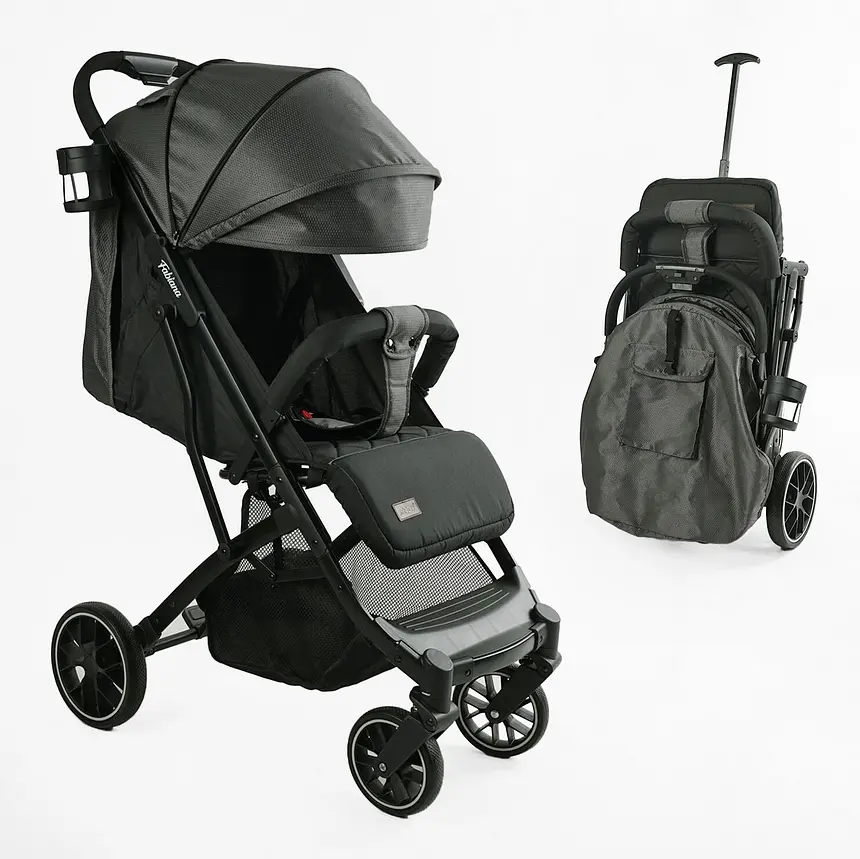 Коляска дитяча прогулянкова JOY Fabiana FB-76619 колір Темно-Сірий, сталева рама, футкавер, підсклянник, телескопічна ручка, в коробці - фото 2