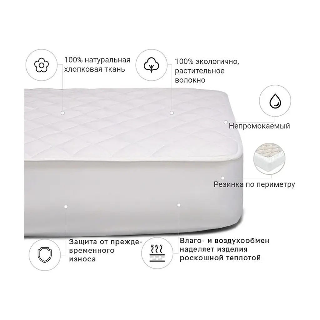 Наматрацник MirSon № 966 Natural Line Стандарт Cotton 140x190 см (2200000837509) - фото 4