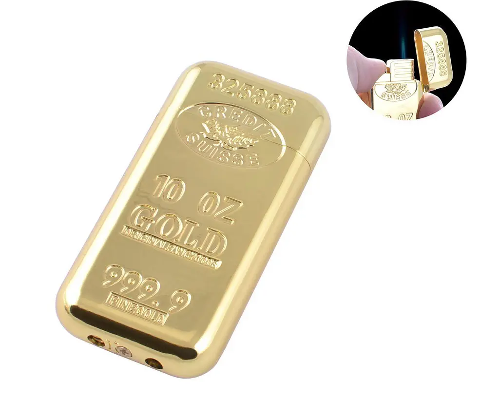 Газова запальничка турбо полум'я Gold Злиток золота №4438 (do320) - фото 2