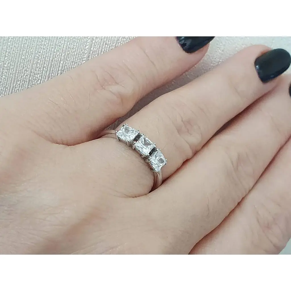 Срібне кільце Агні Тріо з фіанітами. 1391/1Р-CZ - фото 2