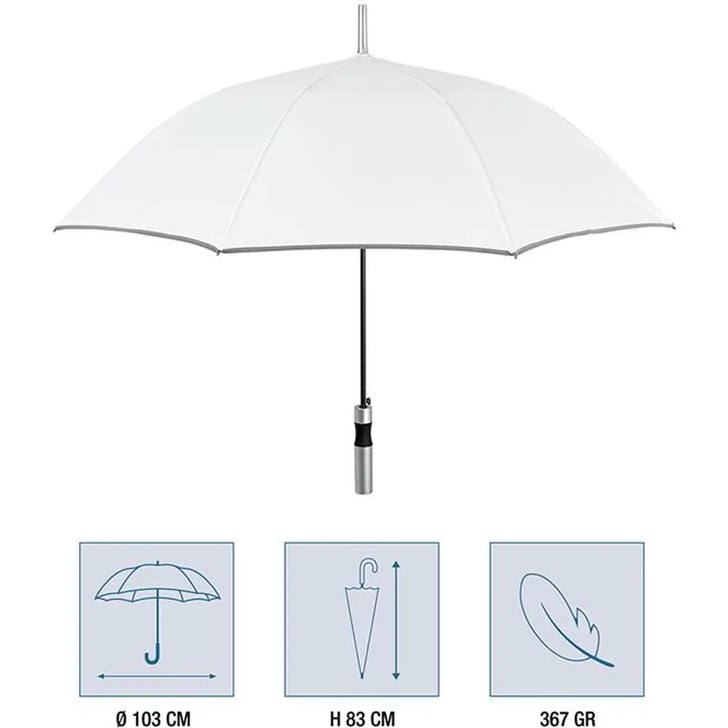 Зонтик-трость Perletti Reflecting с системой антивитер белый (P96014-04) - фото 4