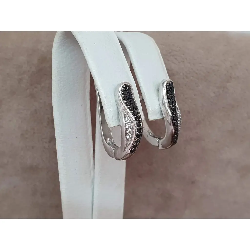 Срібні сережки Агні з ЗМІЙКА фіанітами. 2396/9Р-CZ - фото 3