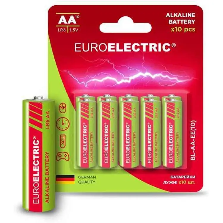 Батарейка лужна EUROELECTRIC LR6/AA 10шт 1,5V blister