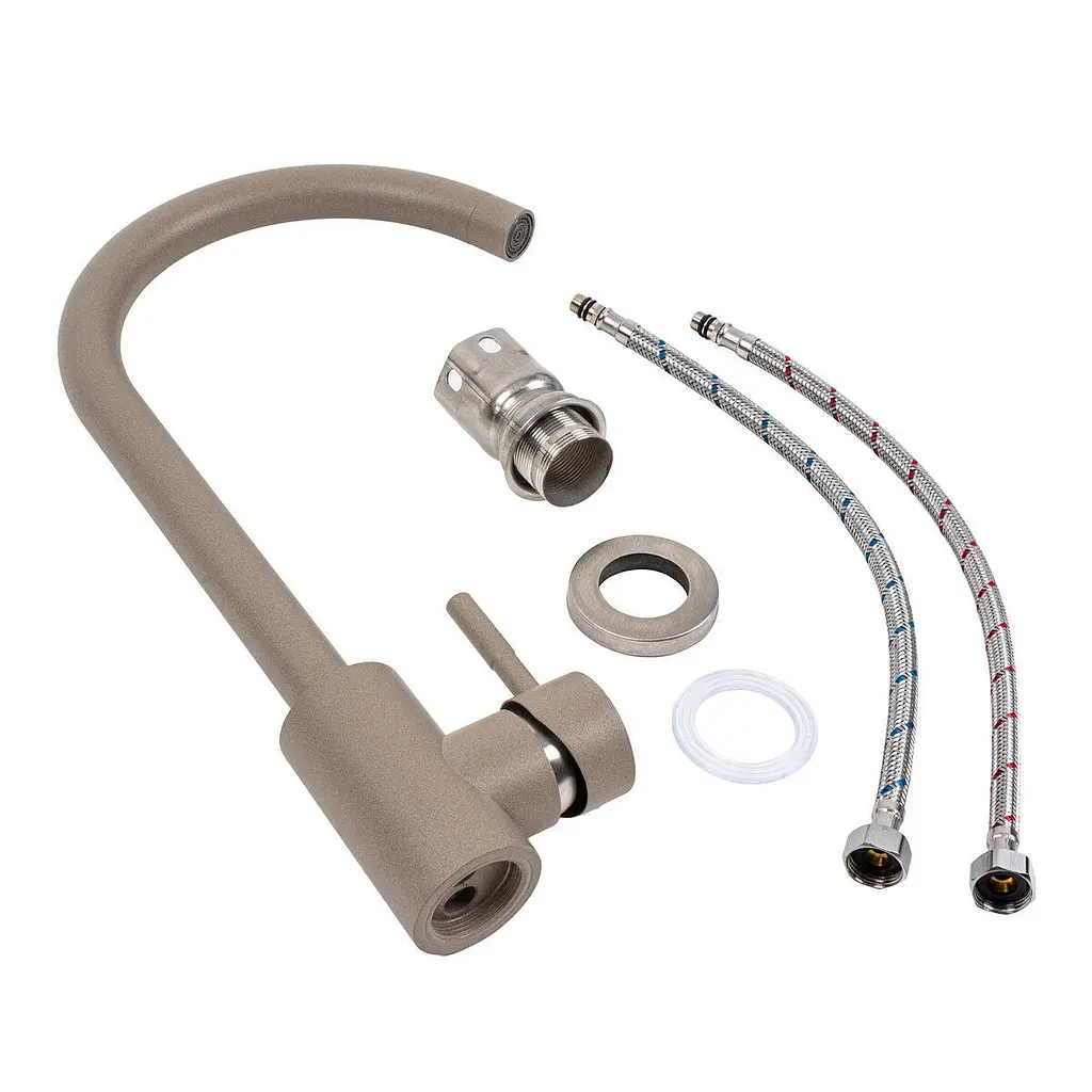 Смеситель кухонный Platinum 56 B NESP (3008 А) поворотный однорычажный из нержавеющей стали титан - фото 3