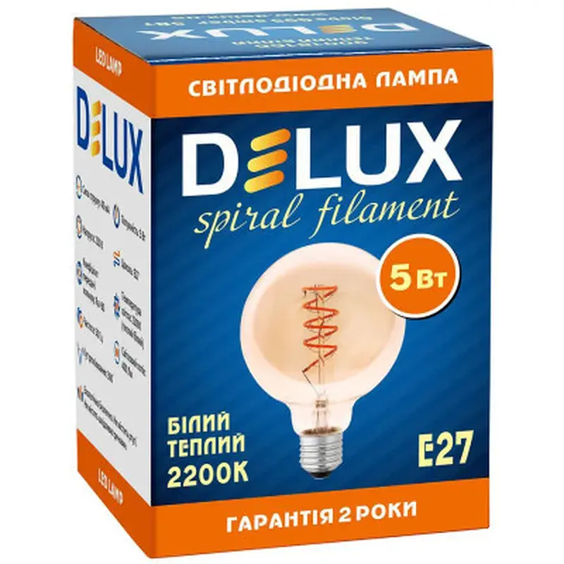 Лампочка Delux Globe G95 5 Вт E27 2200К amber spiral filament (90018166) - фото 3